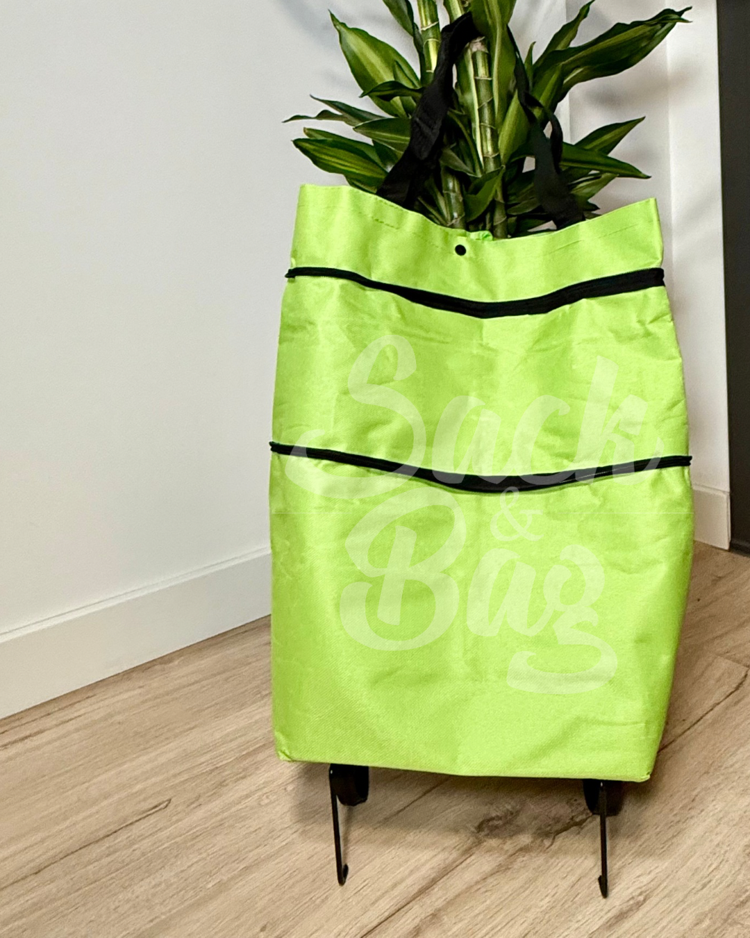 Carrito compra plegable extendido de pie listo para usar