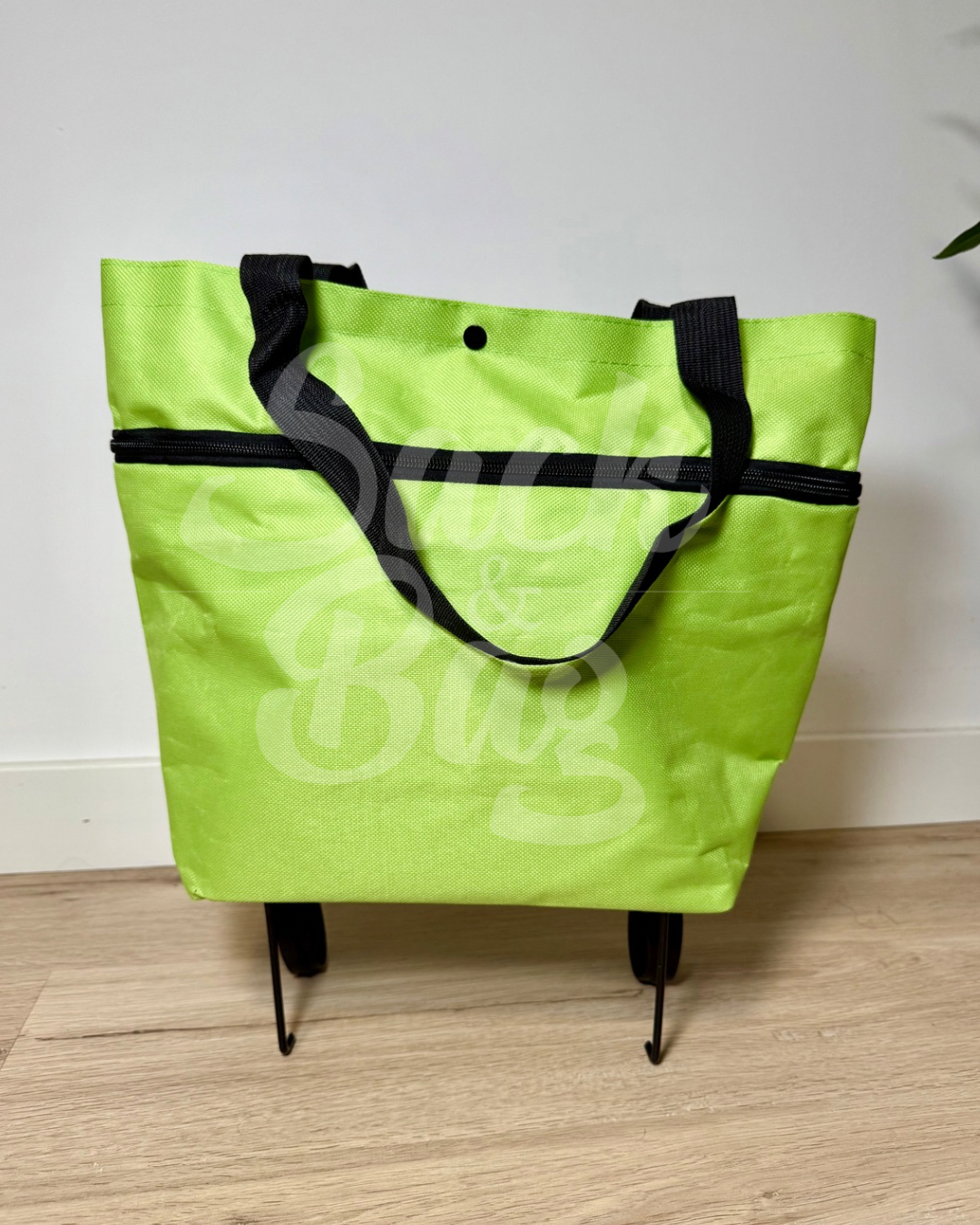 Vista frontal carrito compra plegable con bolsa impermeable extraíble