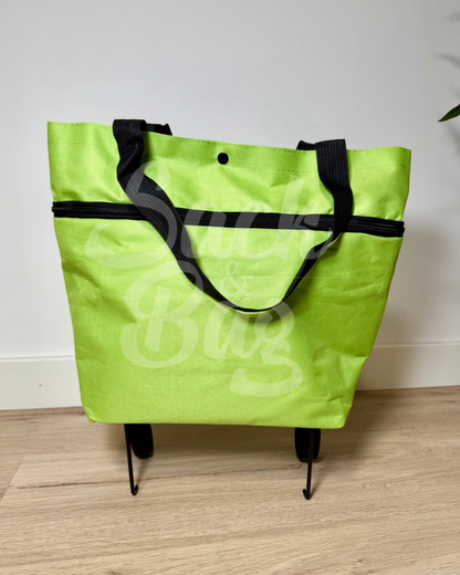 Vista frontal carrito compra plegable con bolsa impermeable extraíble