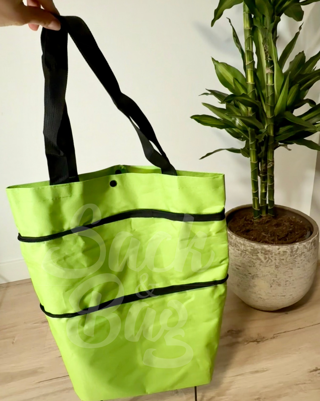 Asa ergonómica ajustable carrito compra plegable para diferentes alturas