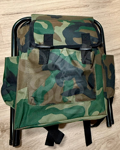 Mochila silla plegable camuflaje compacta para transporte fácil